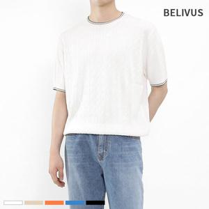 [빌리버스]빌리버스 남자 반팔티 BRE024 케이블 니트티 라운드