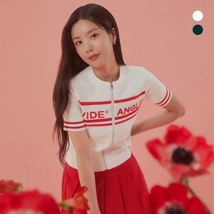 [와이드앵글] 여성 CO 보더ST 집업 반팔 가디건 L_WWM25K72