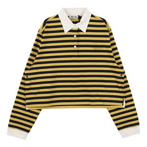 라프리마 미우미우 스트라이프 로고 폴로 티셔츠 MJL075-17OU-F03QG