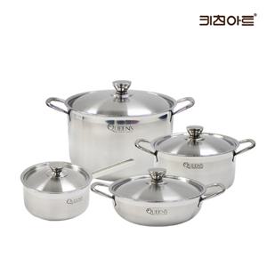 키친아트 퀸즈 인덕션냄비 통3중 304스텐 냄비세트 4종 편18+양20+전24+곰28