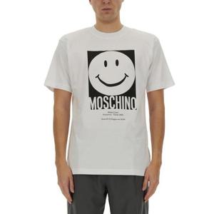 모스키노 남성 화이트 로고 반팔 티셔츠 07230241_1001