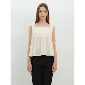 [올리브데올리브]어깨 리본장식 페플럼 슬리브리스 블라우스 (OW5MB550)