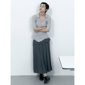 (115827BY14) [에잇세컨즈] 랩 벨트 플리츠 롱 스커트  애쉬