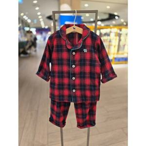 [블루독베이비] 25 FW(레드)체크 파자마 상하세트(45C7067218)유아 잠옷 아가옷 크리스마스 조카 선물 (45C