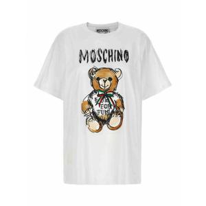 [MOSCHINO] 라프리마 여성 티셔츠 코튼 크루 넥 테디 베어 프린트 70805411001 화이트 /8
