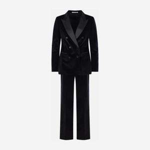 딸리아또레 블랙 코튼 벨벳 더블브레스트 수트 SPARIGI10AAD 80