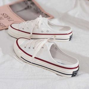 스니커즈 뮬여자 슬립온 운동화 화이트 천스니커즈