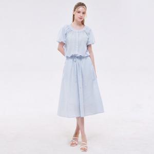 FOCUS  시어서커 줄무늬 블라우스+플레어 스커트 SET PBVFF5M1BL5311