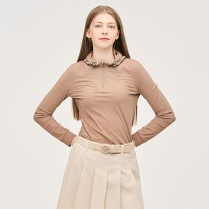 [링스] [25SS] 여성 우븐배색 하프집 후드티셔츠 L21E1TR252_BR