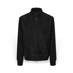 [헤지스] 남성 포켓배색 염소가죽 점퍼 HZJU5D676BK