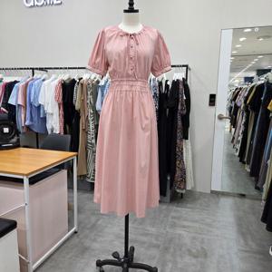 [ab.f.z]AFZ3HO08/소매 셔링 허리 밴딩 뒤트임 포인트 롱원피스_