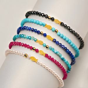 골드앤 순금 24K 샤인 행운 물고기 천연석 비즈 팔찌