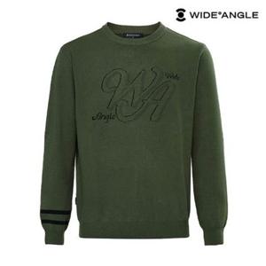[와이드앵글]  WMW25K71K7   남성 CO 커시브 로고 그래픽 라운드 스웨터 M (Khaki)