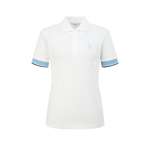 헤지스 골프 여성 25SS 화이트 컬러배색 반팔폴로티셔츠 WWTS5B301OW