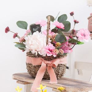 진달래 조화 바구니 피오니 set 25cm 인테리어 봄 꽃 테이블 장식 소품 행사 꾸미기