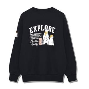 지프 시그니처 베어 아플리케 플리스 남녀공용 맨투맨 JP1TSU841BK