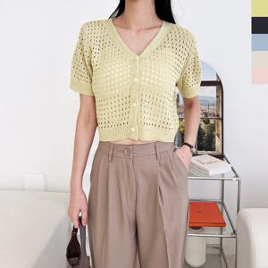 블레오 여자 펀칭 볼레로 반팔 니트 가디건 DM2512161761