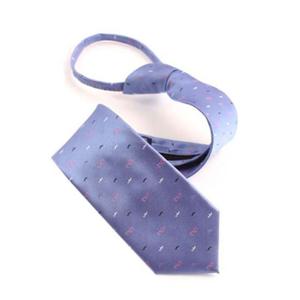 수염 자수 자동 지퍼 넥타이_블루 파란색