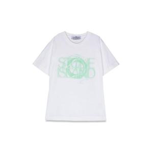 스톤아일랜드 키즈 화이트 반팔 티셔츠 781621054K_V0001