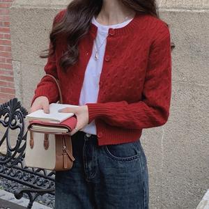 [유니제이] 비젠 꽈배기 라운드 니트 가디건