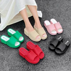 여성 6cm 발편한 에바 통굽 키높이슬리퍼 사무실 실내화 봄 여름 가을 실내용 회사 식당 슬리퍼