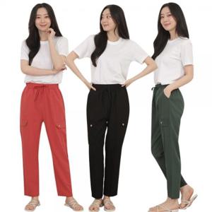 여성 인견 밴딩 일자바지 고무줄 팬츠 여름 시원한 천연소재 주머니 스트랩 FREE