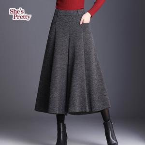 [쉬즈프리티]  레이트와이드스커트모직팬츠