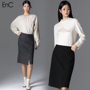 [EnC] H라인 버튼 포인트 울스커트