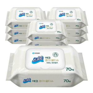 [유한킴벌리]천연펄프 에코 물티슈 캡형 70매 9개