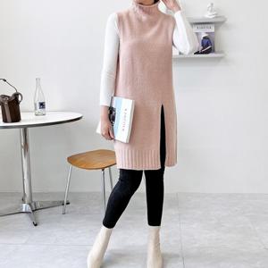 블레오 여성 봄 가을 레이어드 트임 목폴라 예쁜 니트 롱 원피스