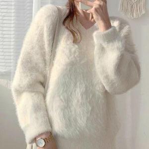 [바닐라빈]아느르 앙고라 밍크 v넥 스위트 니트