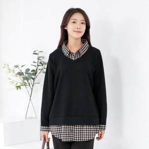 엄마옷 셔츠 레이어드 긴팔 티셔츠 516BMN235 중년여성/50대/60대/마담/빅사이즈/할머니옷