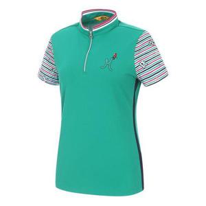 [마코](여성)패턴 소매 집업 반팔 티셔츠_MLW2TH72