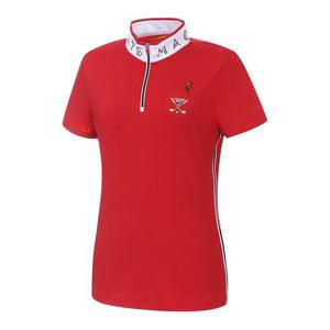 [마코](여성)넥 배색 집업 반팔 티셔츠_MLW2TH70