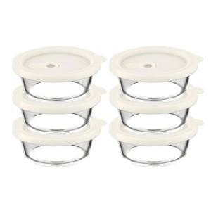 내열오븐유리 촉촉한 즉석한끼용기(원형 400mlx6p) 밥용기 유리용기 냉동밥보관 찜기 반찬통