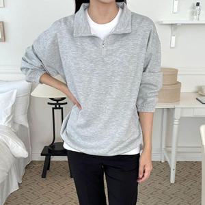 여자티셔츠 반집업 손목밴딩 맨투맨 긴팔 면 티셔츠 봄 가을