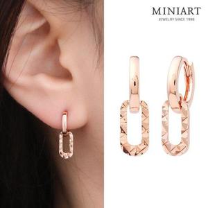 [미니아트] 14K 골드핀 달리 클립 드롭 원터치 링 금침 귀걸이