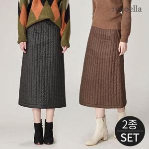 로코엘라 로웰 A라인 슬림핏 패딩 롱스커트 2종세트