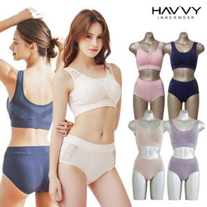 [하비] 8종 심리스 노라인 메쉬홀 브라팬티(색상랜덤)