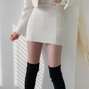 [옷자락] 여자 겨울치마 글램룩 속바지 뽀글 모직 미니스커트