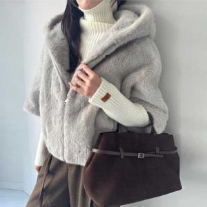 [릴룸]고퀄 데이시크 밍크 후드퍼 7부 페이크 퍼자켓