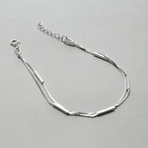 [제이로렌]제이로렌 0B0714 미니 막대 바 2줄 실버 순은팔찌