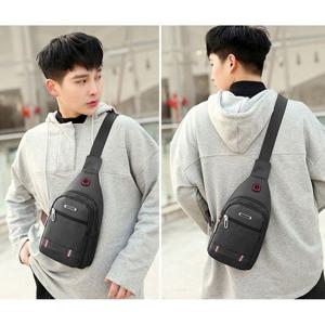 2단 지퍼포켓 이어폰 홀 남성 패션 캐주얼 슬링백 (WBD6B39)