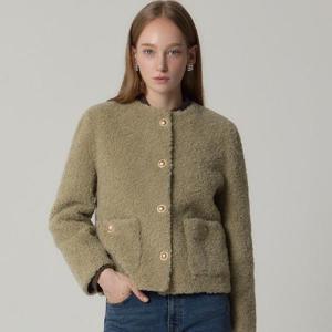 [르오트(LeOT)] 양모100 코지 블룸 컬링 부클자켓-사이즈 55~88다양