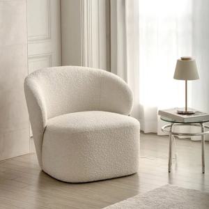 헤이즈 고급 부클레 팔걸이 1인 소파 양털 패브릭 디자인 거실 침실 암체어 안락 의자