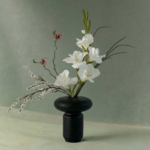 화이트 카게라인 이케바나 조화 + 화병 세트 실크플라워 인테리어 오브제