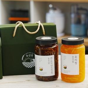 선물박스 수제청 과일청 유자청+배도라지대추생강청 600g 800g 에이드 음료 차 답례품