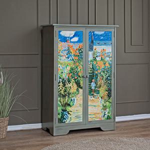 랜드스케이프 풍경화 수납장 그릇장 엔틱블루