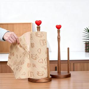 [해외] 감성 내추럴 원목 키친타올 홀더 주방 부엌 하트 키친타올 걸이 거치대 2size
