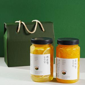선물박스 수제청 과일청 레몬청+유자청 600g 800g 에이드 음료 차 답례품 명절 선물